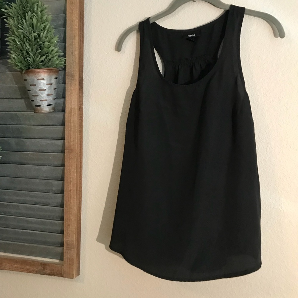 Black racer back silky tank